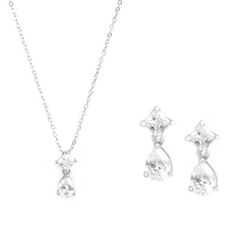 MINUTIAE Silver-Plated Crystals-Studded Necklace and Earrings image 1
