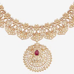 Kushal's Fashion Jewellery Gold Plated Zircon-Studded Ethnic Jewellery Set image 4