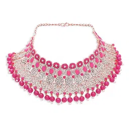 VATSALYA creation Rose Gold-Plated Stones Studded & Beaded Jewellery Set image 3