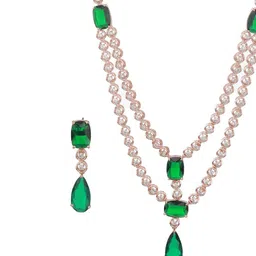 Saraf RS Jewellery Rose Gold Plated AD Studded Jewellery Set image 3