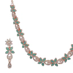 Jazz and Sizzle Rose Gold-Plated AD-Studded Jewellery Set image 3