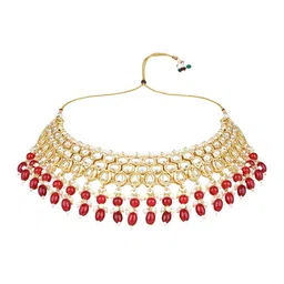 I Jewels Gold-Plated Kundan Studded & Beaded Jewellery Set image 3