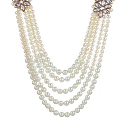 DIVASTRI Gold-Plated Stone-Studded & Beaded Jewellery Set image 4