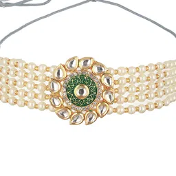 Anouk Gold-Plated Kundan-Studded & Pearl Beaded Meenakari Jewellery Set image 3