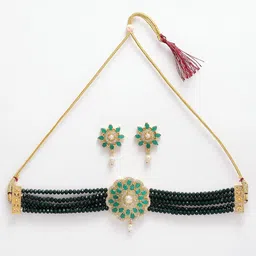 Kennice Gold-Plated AD-Studded & Beaded Antique Jewellery Set image 3