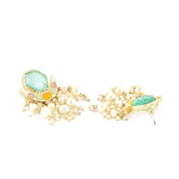 Zaveri Pearls Gold-Plated Pearl & Stone-Studded Crescent Jewellery Set image 5