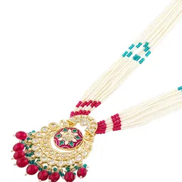 Zaveri Pearls Gold-Plated Stone-Studded & Beaded Jewellery Set image 4