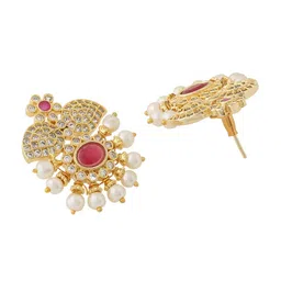 THE AAB STUDIO Gold Plated Stone-Studded & Pearl Beaded Jewellery Set image 2