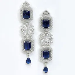 ZENEME Rhodium-Plated AD Stone-Studded Jewellery Set image 4