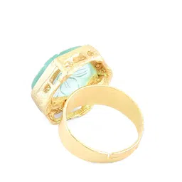 Zaveri Pearls Gold-Plated Pearl & Stone-Studded Crescent Jewellery Set image 3