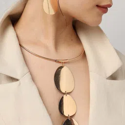 SOHI Gold-Plated Designer Necklace & Earring Set image 2