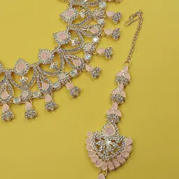 JMBW INTERNATIONAL Gold-Plated Kundan Studded Meenakari Jewellery Set image 3