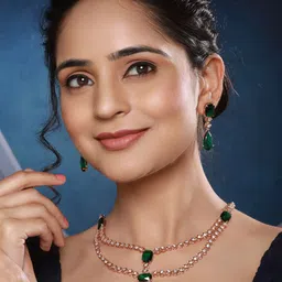 Saraf RS Jewellery Rose Gold Plated AD Studded Jewellery Set image 4