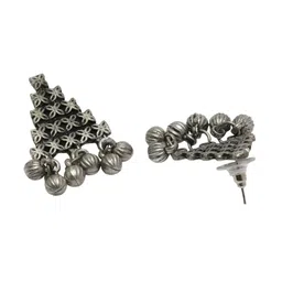 Moedbuille Silver-Plated Ghungru Studded Tribal Design Oxidised Jewellery Set image 3
