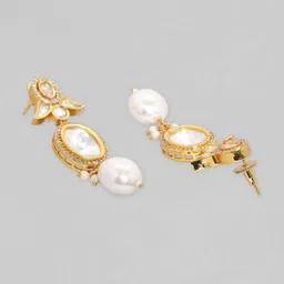 Rubans Gold-PlatedWhite Stone & Pearl Studded Jewellery Set image 2