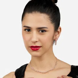 Zaveri Pearls Rose-Gold Plated Cubic Zirconia Studded Jewellery Set image 3