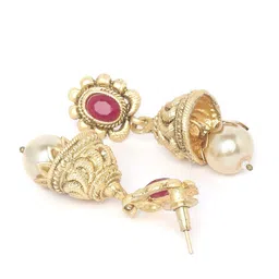 PANASH Red Gold-Plated Kundan Studded Handcrafted Jewellery Set image 5