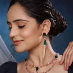 Saraf RS Jewellery Rose Gold Plated AD Studded Jewellery Set image 5