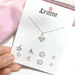 Jewels Galaxy Silver-Plated Crystal- Studded Jewellery Set image 2