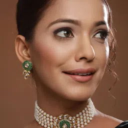 Anouk Gold-Plated Kundan-Studded & Pearl Beaded Meenakari Jewellery Set image 1