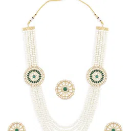Zaveri Pearls Gold-Plated Green Pearl Studded Jewellery Set image 2