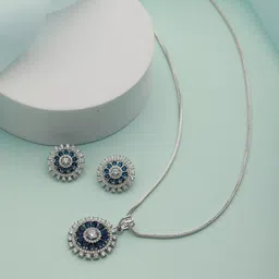Saraf RS Jewellery Silver-Plated CZ Studded Jewellery Set-image-77