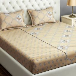 swayam Sparkle 100% Cotton 144TC King Size Bedsheet With 2 Pillow Covers-picture-44