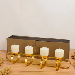 Parkash Candles White 4 Pieces Rose Scented Pillar Candles With Stand-image-15