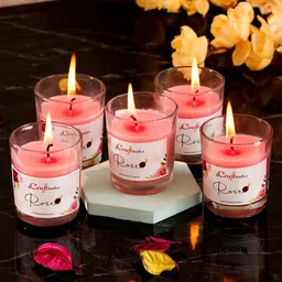 eCraftIndia Set of 5 Pink Rose Scented Glass Candle-image-69