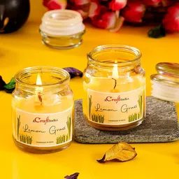 eCraftIndia Set of 2 Lemon Grass Scented Jar Candles-picture-12