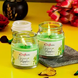 eCraftIndia Set of 2 Green Apple Scented Jar Candle-picture-29