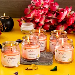 eCraftIndia Set of 5 Vanilla Scented Jar Candle-image-57