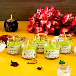 eCraftIndia Set Of 5 Green Jasmine Scented Jar Candles-picture-49