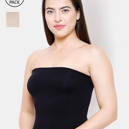 FashionRack Women Pack Of 2 Black & Beige Solid Camisoles-image-61