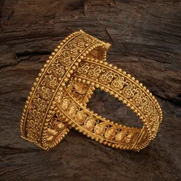 Kushal's Fashion Jewellery Set Of 2 Gold Plated Antique Bangles image 1