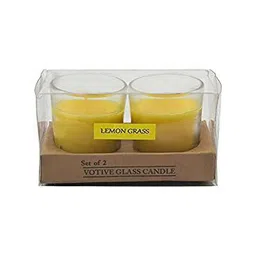 Sitara Crafts Yellow 2 Pieces Scented Jar Candles-picture-17