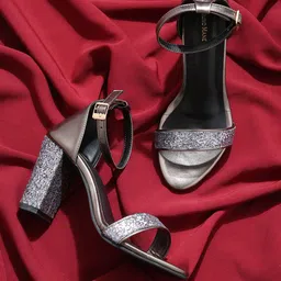 Bruno Manetti Grey Colourblocked PU Block Peep Toes with Buckles-picture-0