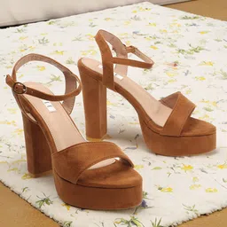 ELLE Open Toe Block Heels with Buckles-picture-12