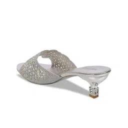 Metro Silver Embellished Kitten Mules image 3