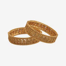 Kushal's Fashion Jewellery Set Of 2 Gold Plated Antique Bangles image 2