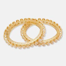 ATIBELLE Set Of 2 Gold-Plated Stone-Studded Bangles image 2
