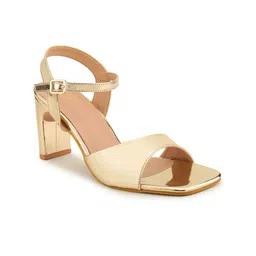 Shezone Gold-Toned Buckle Detail Block Heels image 2