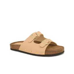 pelle albero Faux Leather Slip on Comfortable Flat Sandals For Women with Buckles image 2