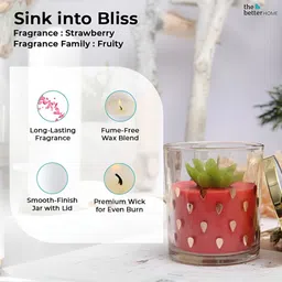 The Better Home Pink Reusable Glass Strawberry Scent  Jar Candle image 3
