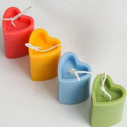 Aromatic Fables 4 Pieces Red & Yellow Tall Scented Heart Candles image 3