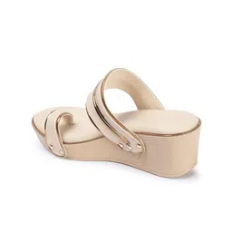 Mast & Harbour Cream Coloured One Toe Wedge Heels image 4