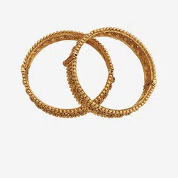 Kushal's Fashion Jewellery Set Of 2 Gold Plated Antique Bangles image 4