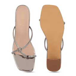 DressBerry Grey Open Toe Block Heels image 5