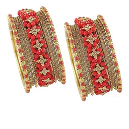 NMII Set Of 18 Cubic Zirconia Studded And Flower Pattern With Ball Chain Linked Bangles image 4