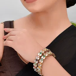 Shoshaa Set Of 2 Gold-Plated Stone-Studded Bangles image 5